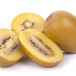 Gold kiwi fruit on a white background